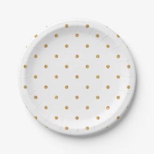 Elegant Gold Foil Dots Metallic Hostess Entertain Paper Plates