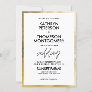 Elegant Gold Foil Edge Wedding Invitation