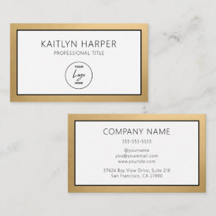Elegant Gold Foil Edged Logo Business Card