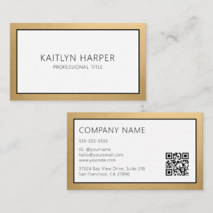 Elegant Gold Foil Edged QR Code Business Card