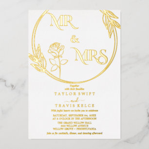 Elegant Gold Foil Emerald Mr. & Mrs. Wedding Invitation