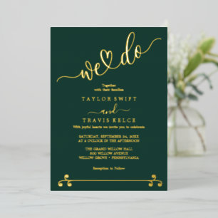 Elegant Gold Foil Emerald Wedding  Invitation