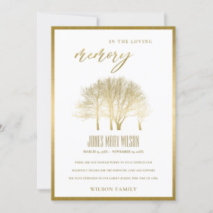 ELEGANT GOLD FOIL FALL TREE SYMPATHY MEMORIAL THANK YOU CARD