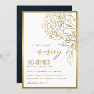 ELEGANT GOLD FOIL FAUX FLORAL SYMPATHY MEMORIAL TH THANK YOU CARD