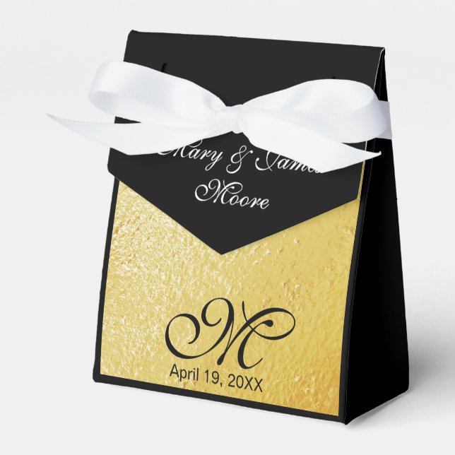 Elegant Gold Foil Favor Boxes (Front Side)