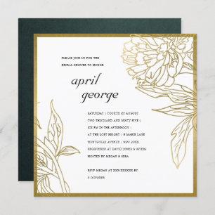 ELEGANT GOLD FOIL FLORAL BRIDAL SHOWER INVITE
