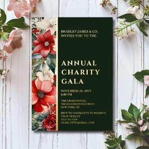 Elegant Gold Foil Floral Charity Event Gala Party Invitation