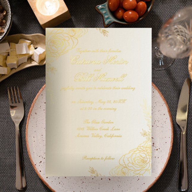 Elegant Gold Foil Floral Wedding Invitation Foil I Foil Invitation (Creator Uploaded)