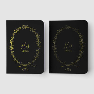 Elegant Gold Foil Floral Wreath Wedding  Black Vow Books