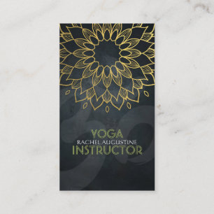 Elegant Gold Foil Floral Yoga Meditation Om Symbol Business Card