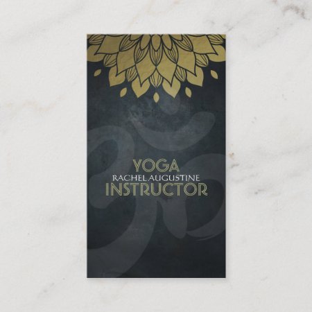 Elegant Gold Foil Floral Yoga Meditation Om Symbol Business Card