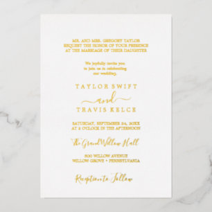 Elegant Gold Foil Flourish Formal Wedding Invitation
