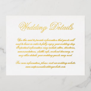 Elegant Gold Foil Formal Wedding Enclosure Card
