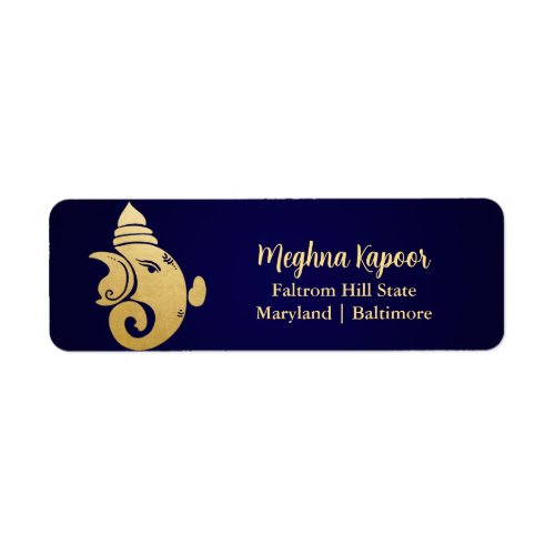 Elegant Gold Foil Ganapati Indian God Blue Label