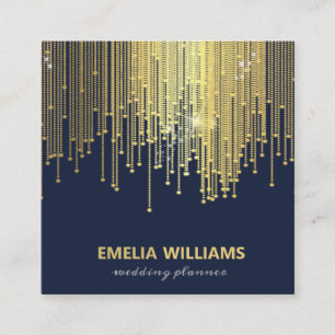 Elegant Gold Foil Gradient Crystal Confetti Denim Square Business Card
