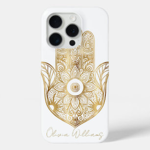 Elegant Gold Foil Hamsa Mystical Spiritual Design iPhone 15 Pro Case