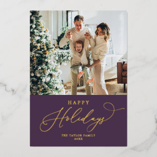 Elegant Gold Foil Happy Holidays Christmas Foil Holiday Card
