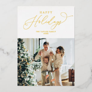 Elegant Gold Foil Happy Holidays Christmas Foil Holiday Card