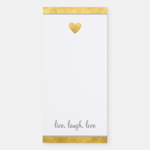 Elegant Gold Foil Heart Border Modern Script Magnetic Notepad