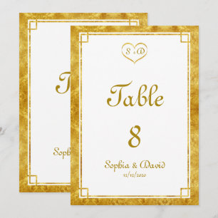Elegant Gold Foil Heart Frame Wedding TABLE NUMBER