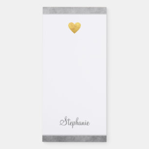 Elegant Gold Foil Heart Modern Script Magnetic Notepad