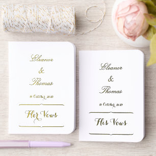 Elegant Gold Foil His and Her Wedding Vow Book Set