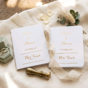Elegant Gold Foil His and Her Wedding Vow Book Set