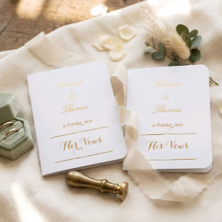 Elegant Gold Foil His and Her Wedding Vow Book Set