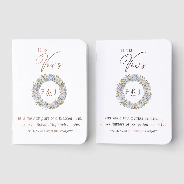 His & Hers Floral Wedding Vow Books