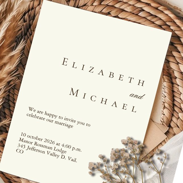 Elegant Gold Foil Ivory Minimalist Boho Wedding Invitation (Creator Uploaded)