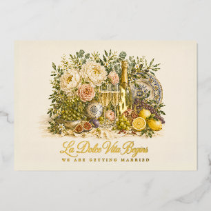 Elegant Gold Foil La Dolce Vita Italian Wedding Invitation