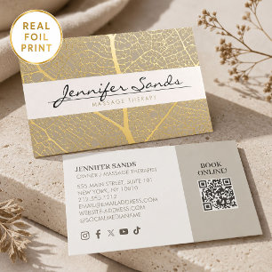 Elegant Gold Foil Leaf Tree Pattern Business Cards