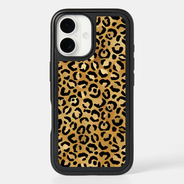 Elegant Gold Foil Leopard Print Otterbox iPhone Case (Back)