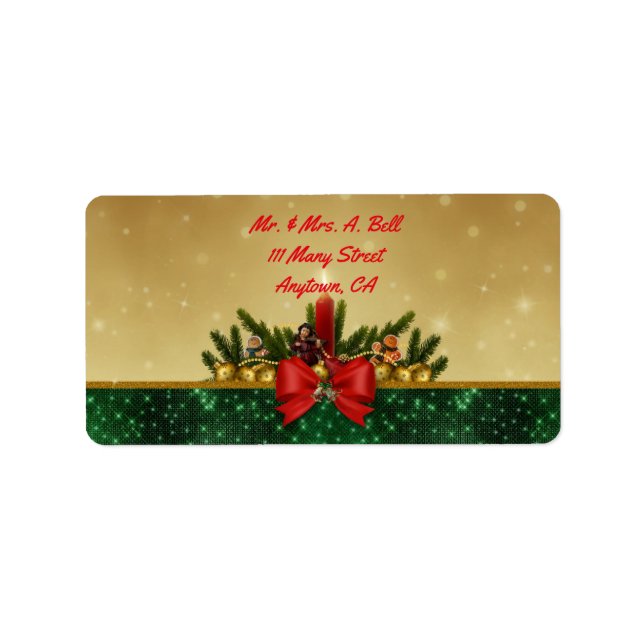 Elegant Gold Foil Look Christmas Label (Front)