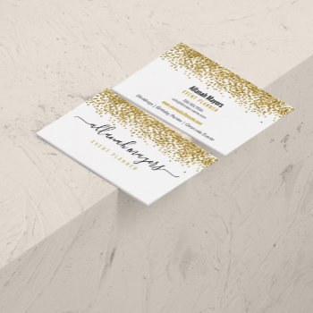 Elegant Gold Foil Look Confetti Business Card by SocialiteDesigns at Zazzle