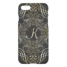 Elegant Gold Foil Look Scrollwork Script on Black
