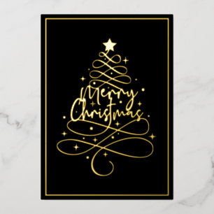 Elegant Gold Foil Merry Christmas Foil Holiday Card