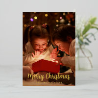 Elegant Gold Foil Merry Christmas Holiday Card