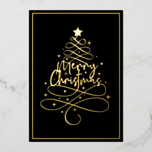 Elegant Gold Foil Merry Christmas Holiday Card