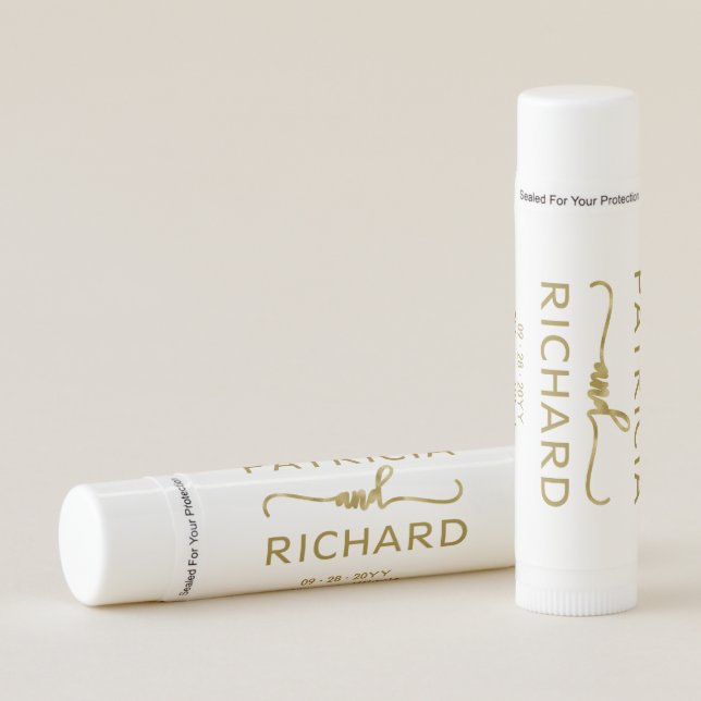 Elegant Gold Foil Minimalist Wedding Lip Balm (Front)