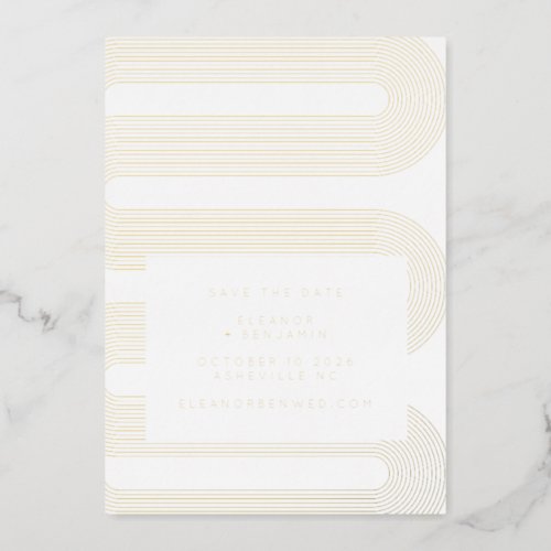 Elegant Gold Foil Modern Lines Save The Date Card