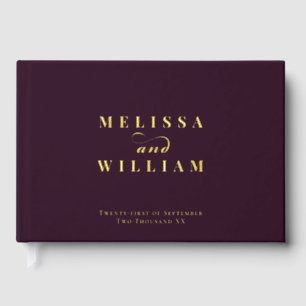 Elegant Gold Foil Modern Wine Burgundy Wedding Foil Guest Book
