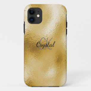 Elegant Gold Foil Monogram Custom Name iPhone 11 Case