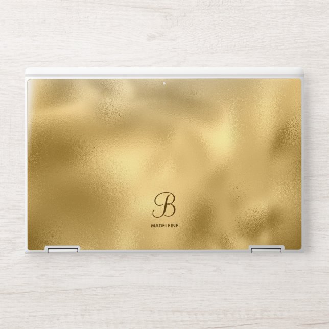 Elegant Gold Foil Monogram HP Laptop Skin (Front)