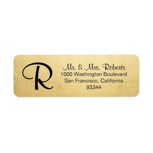 Elegant Gold Foil Monogram Letter Return Address Label