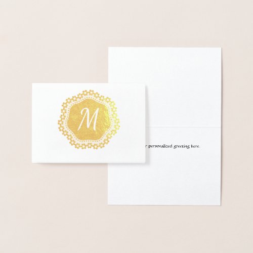 Elegant Gold Foil Monogram Note Card
