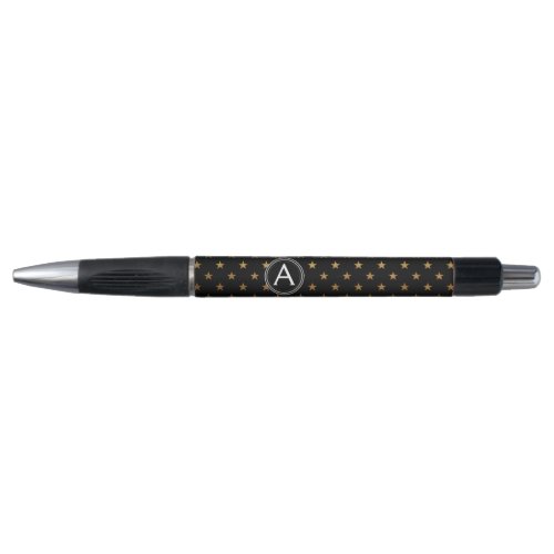 Elegant Gold Foil Monogram Stars Pen