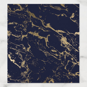 Elegant gold foil navy blue marble chic envelope liner