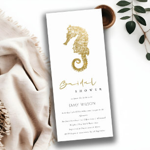 ELEGANT GOLD FOIL NAVY SEAHORSE BRIDAL SHOWER INVITATION