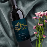 ELEGANT GOLD FOIL NAVY UNDERWATER SEAWEED WEDDING WINE LABEL<br><div class="desc">For any further customisation or any other matching items,  please feel free to contact me at yellowfebstudio@gmail.com</div>